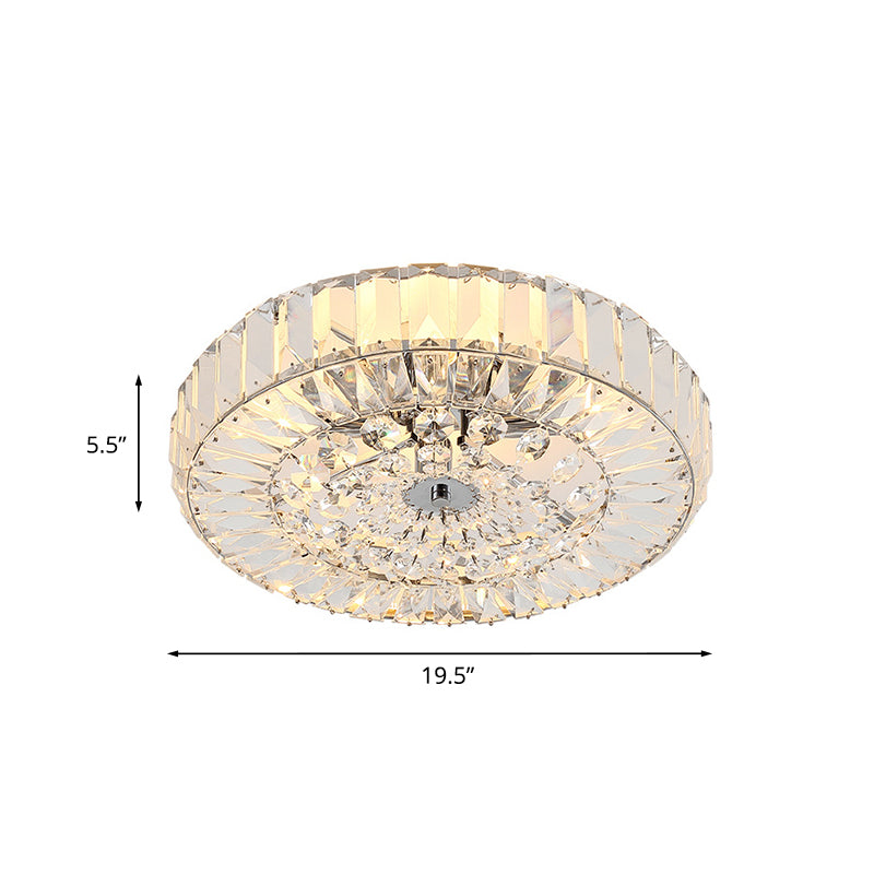 Beveled Cut Crystal Round Flushmount Simplicity 6 Heads Bedroom Ceiling Lighting in Gold Clearhalo 'Ceiling Lights' 'Close To Ceiling Lights' 'Close to ceiling' 'Flush mount' Lighting' 982817