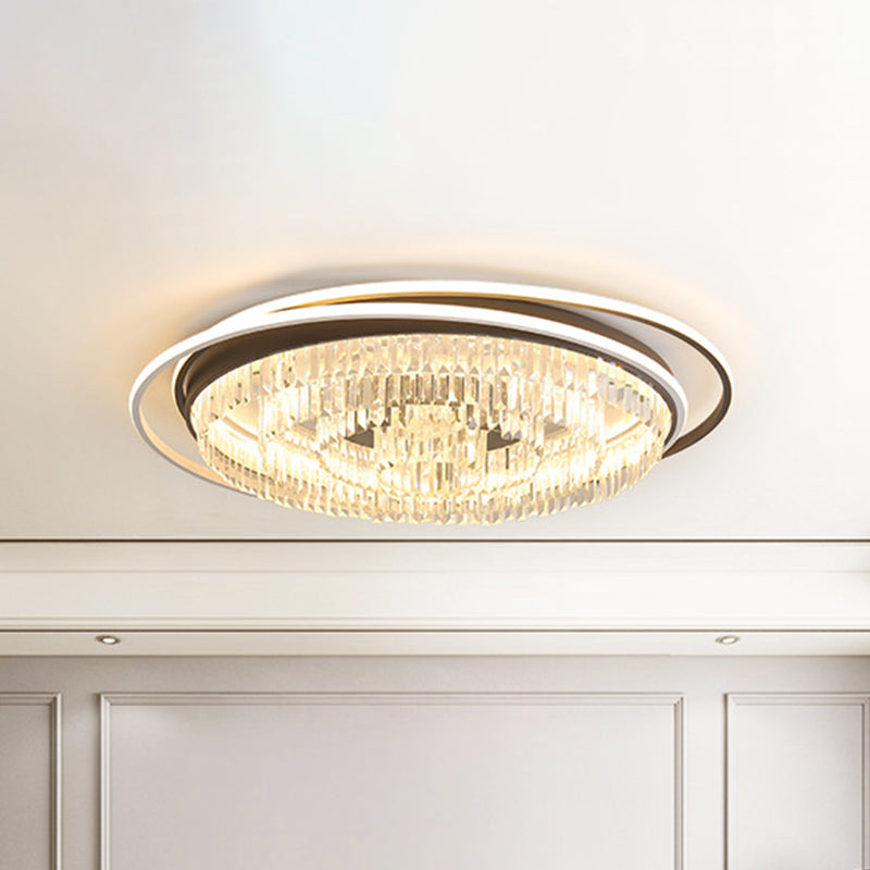 Layered Circle Crystal Ceiling Lamp Modernism Living Room LED Flush Mount Fixture in Black and White Clearhalo 'Ceiling Lights' 'Close To Ceiling Lights' 'Close to ceiling' 'Flush mount' Lighting' 982836