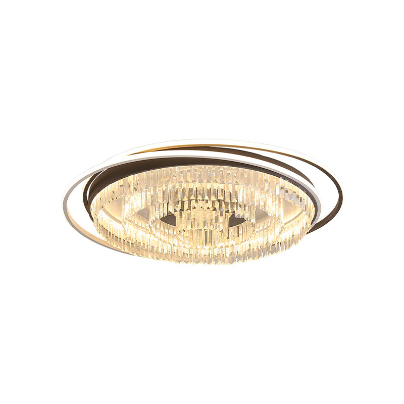 Layered Circle Crystal Ceiling Lamp Modernism Living Room LED Flush Mount Fixture in Black and White Clearhalo 'Ceiling Lights' 'Close To Ceiling Lights' 'Close to ceiling' 'Flush mount' Lighting' 982837