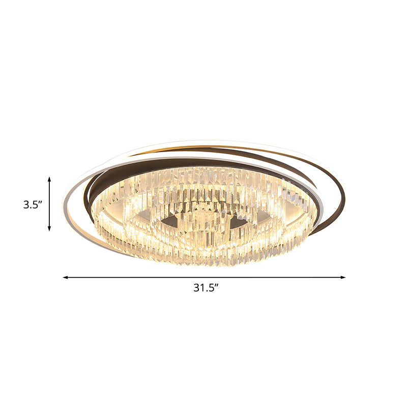 Layered Circle Crystal Ceiling Lamp Modernism Living Room LED Flush Mount Fixture in Black and White Clearhalo 'Ceiling Lights' 'Close To Ceiling Lights' 'Close to ceiling' 'Flush mount' Lighting' 982838