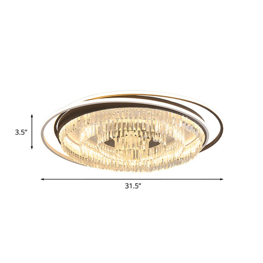 Layered Circle Crystal Ceiling Lamp Modernism Living Room LED Flush Mount Fixture in Black and White Clearhalo 'Ceiling Lights' 'Close To Ceiling Lights' 'Close to ceiling' 'Flush mount' Lighting' 982838