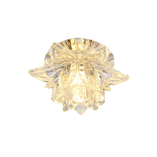 Daffodils Blossom Small LED Flush Mount Modern Clear Crystal Ceiling Flushmount Lamp for Corridor Clearhalo 'Ceiling Lights' 'Close To Ceiling Lights' 'Close to ceiling' 'Flush mount' Lighting' 982841