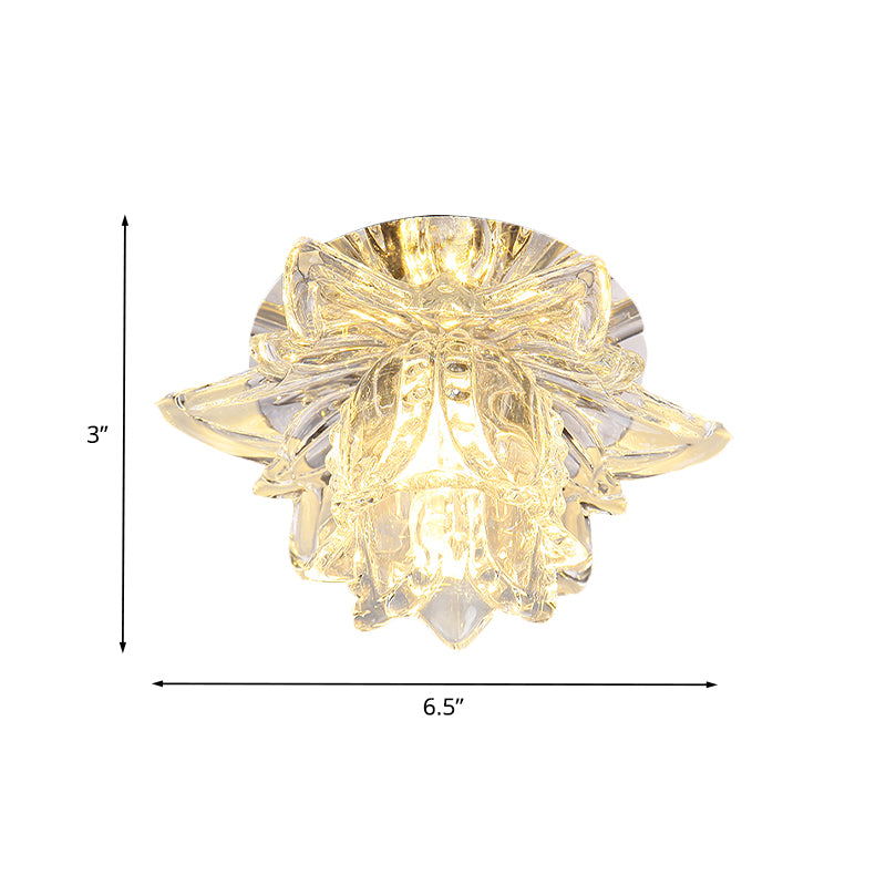 Daffodils Blossom Small LED Flush Mount Modern Clear Crystal Ceiling Flushmount Lamp for Corridor Clearhalo 'Ceiling Lights' 'Close To Ceiling Lights' 'Close to ceiling' 'Flush mount' Lighting' 982842