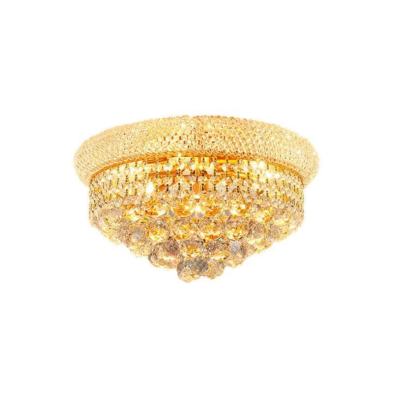 6-Bulb Cone Flush Mounted Lamp Vintage Gold Cut Crystal Ceiling Light Fixture for Bedroom Clearhalo 'Ceiling Lights' 'Close To Ceiling Lights' 'Close to ceiling' 'Flush mount' Lighting' 982908