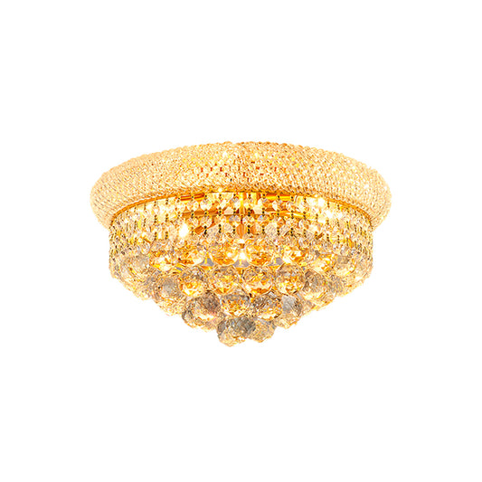 6-Bulb Cone Flush Mounted Lamp Vintage Gold Cut Crystal Ceiling Light Fixture for Bedroom Clearhalo 'Ceiling Lights' 'Close To Ceiling Lights' 'Close to ceiling' 'Flush mount' Lighting' 982908