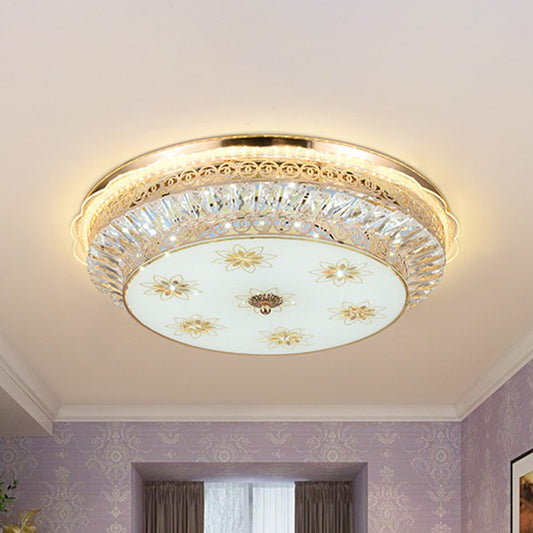 Round Bedroom Flush Mount Lighting Simple Crystal Encrusted Gold LED Ceiling Light Fixture Gold Clearhalo 'Ceiling Lights' 'Close To Ceiling Lights' 'Close to ceiling' 'Flush mount' Lighting' 982914