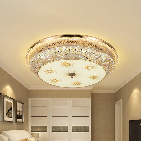 Round Bedroom Flush Mount Lighting Simple Crystal Encrusted Gold LED Ceiling Light Fixture Clearhalo 'Ceiling Lights' 'Close To Ceiling Lights' 'Close to ceiling' 'Flush mount' Lighting' 982915