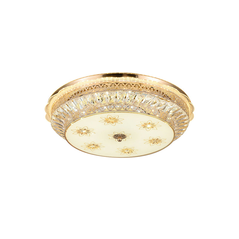 Round Bedroom Flush Mount Lighting Simple Crystal Encrusted Gold LED Ceiling Light Fixture Clearhalo 'Ceiling Lights' 'Close To Ceiling Lights' 'Close to ceiling' 'Flush mount' Lighting' 982916