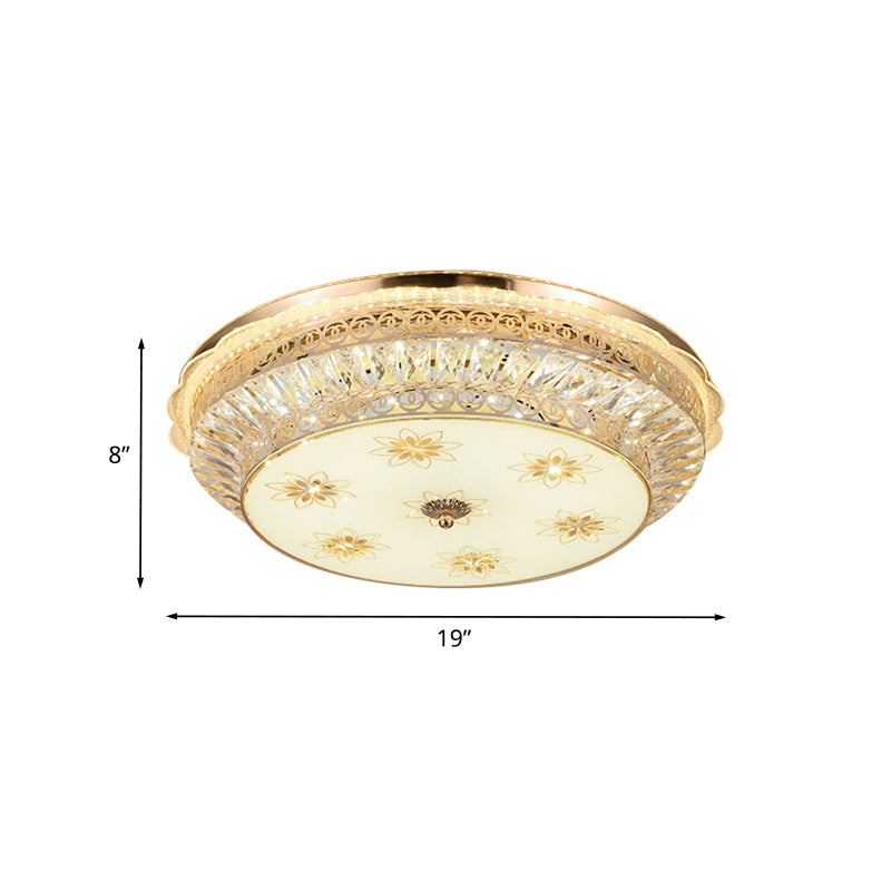 Round Bedroom Flush Mount Lighting Simple Crystal Encrusted Gold LED Ceiling Light Fixture Clearhalo 'Ceiling Lights' 'Close To Ceiling Lights' 'Close to ceiling' 'Flush mount' Lighting' 982917