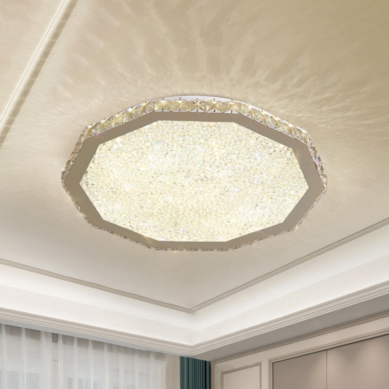 Minimalist Polygon Ceiling Lighting LED Crystal Flush Mount Light Fixture in Chrome Chrome Clearhalo 'Ceiling Lights' 'Close To Ceiling Lights' 'Close to ceiling' 'Flush mount' Lighting' 982922