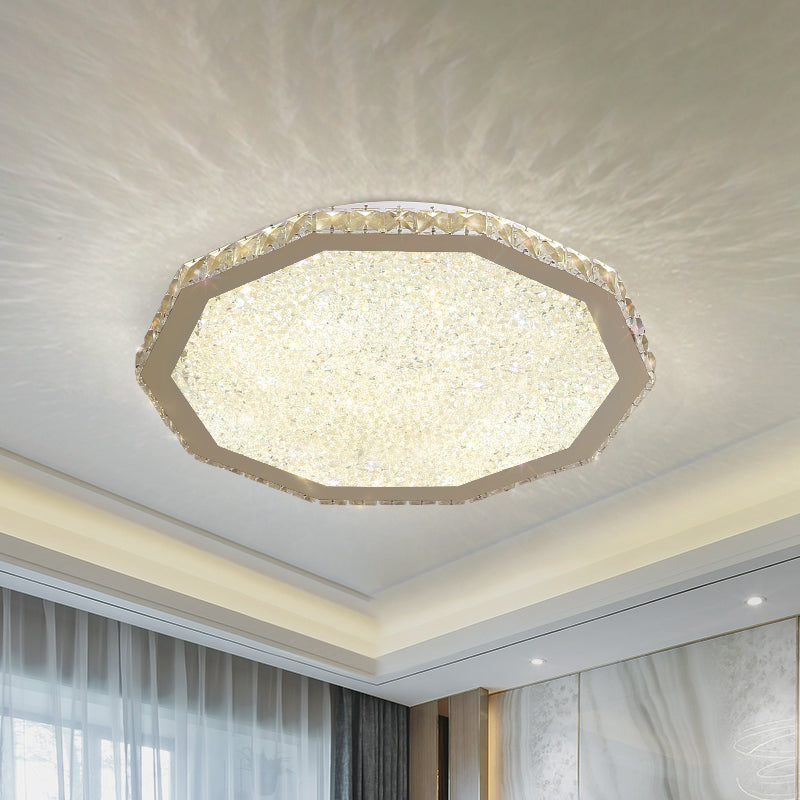 Minimalist Polygon Ceiling Lighting LED Crystal Flush Mount Light Fixture in Chrome Clearhalo 'Ceiling Lights' 'Close To Ceiling Lights' 'Close to ceiling' 'Flush mount' Lighting' 982923