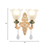 Traditional Ruffle Shade Wall Light 1/2-Bulb Opal Frosted Glass Sconce Lighting in Gold Clearhalo 'Wall Lamps & Sconces' 'Wall Lights' Lighting' 982959