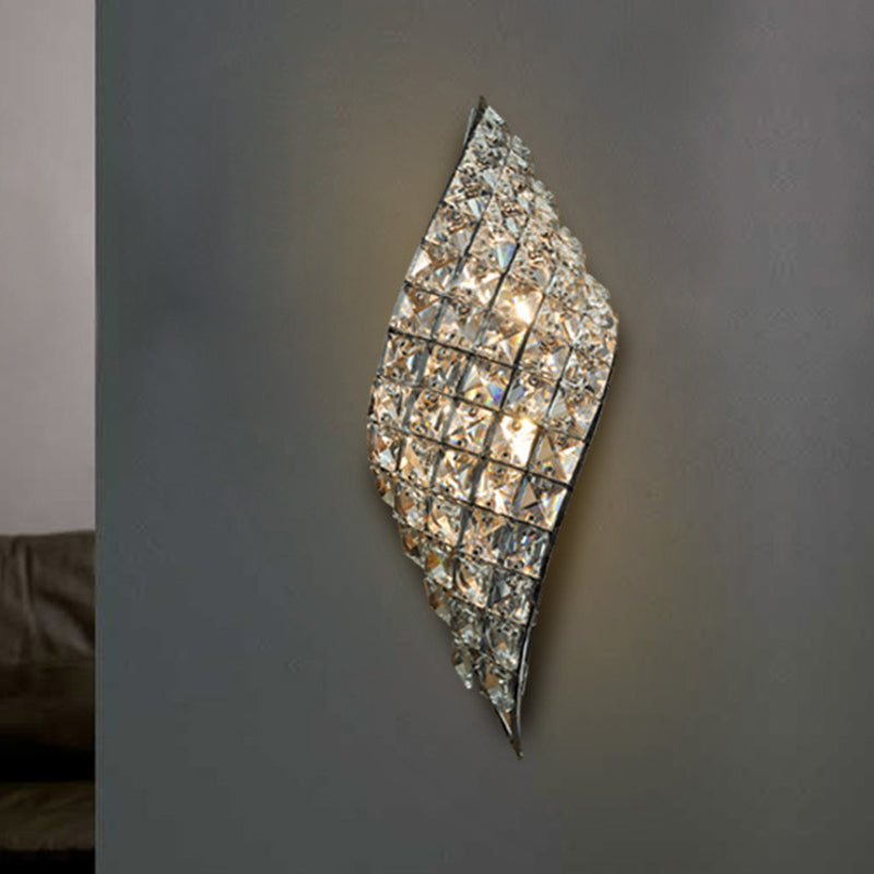 Twisted Leaf Clear Cut Crystal Sconce Minimalistic 4 Bulbs Corner Wall Mounted Lamp Clear Clearhalo 'Modern wall lights' 'Modern' 'Wall Lamps & Sconces' 'Wall Lights' Lighting' 982964