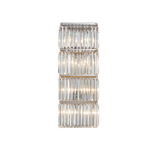 4-Tier Rectangle Flush Wall Sconce Contemporary Chrome Crystal Prism Wall Light Fixture Clearhalo 'Modern wall lights' 'Modern' 'Wall Lamps & Sconces' 'Wall Lights' Lighting' 982970