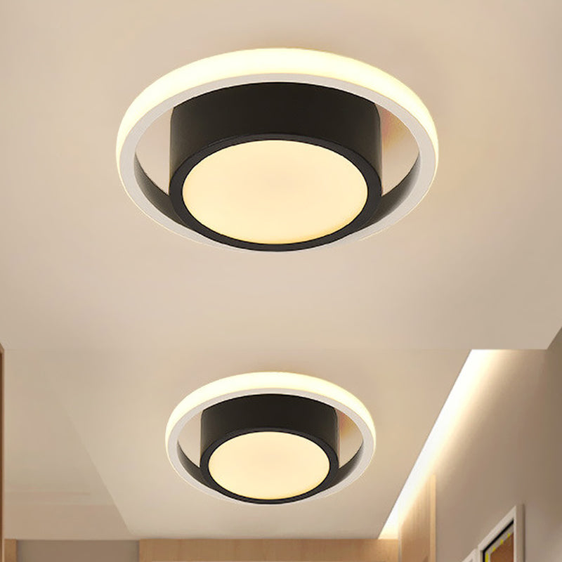 Contemporary Circular Flush Light Acrylic Living Room LED Close to Ceiling Lamp in Black, White/Warm Light Black Clearhalo 'Ceiling Lights' 'Close To Ceiling Lights' 'Close to ceiling' 'Flush mount' Lighting' 983071