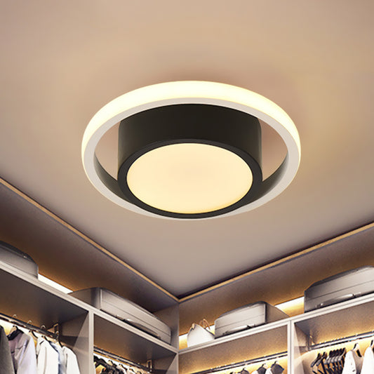 Contemporary Circular Flush Light Acrylic Living Room LED Close to Ceiling Lamp in Black, White/Warm Light Clearhalo 'Ceiling Lights' 'Close To Ceiling Lights' 'Close to ceiling' 'Flush mount' Lighting' 983072