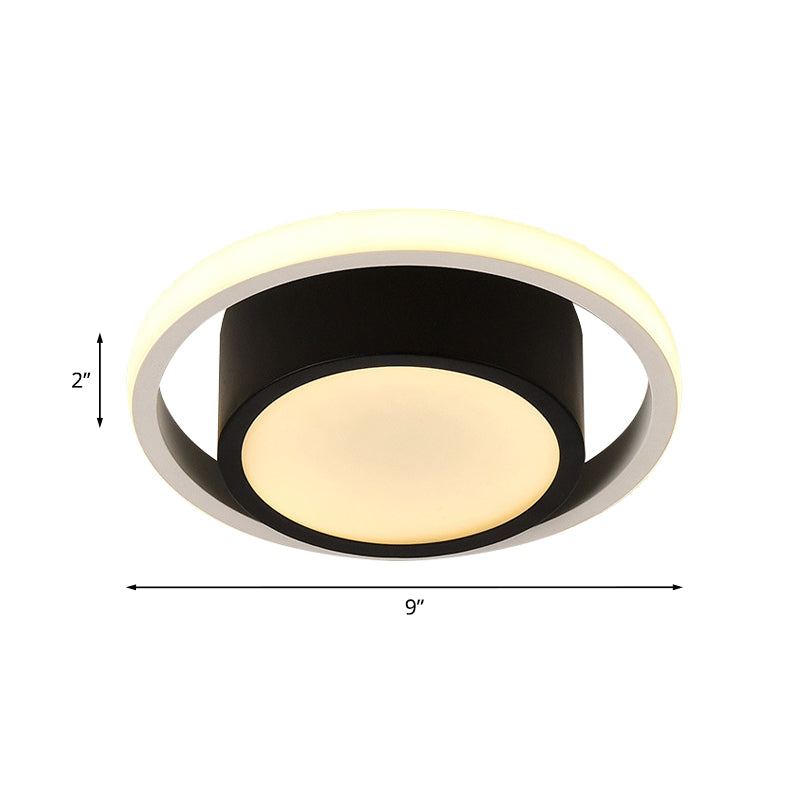 Contemporary Circular Flush Light Acrylic Living Room LED Close to Ceiling Lamp in Black, White/Warm Light Clearhalo 'Ceiling Lights' 'Close To Ceiling Lights' 'Close to ceiling' 'Flush mount' Lighting' 983074