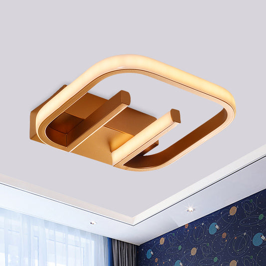 Metallic Geometrical Flush Mount Nordic White/Black/Gold LED Ceiling Light Fixture in White/Warm Light for Hallway Gold White Clearhalo 'Ceiling Lights' 'Close To Ceiling Lights' 'Close to ceiling' 'Flush mount' Lighting' 983087