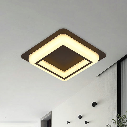 Square Ceiling Flush Mount Contemporary Acrylic Bedroom LED Flush Light Fixture in White/Black/Grey Black Clearhalo 'Ceiling Lights' 'Close To Ceiling Lights' 'Close to ceiling' 'Flush mount' Lighting' 983103