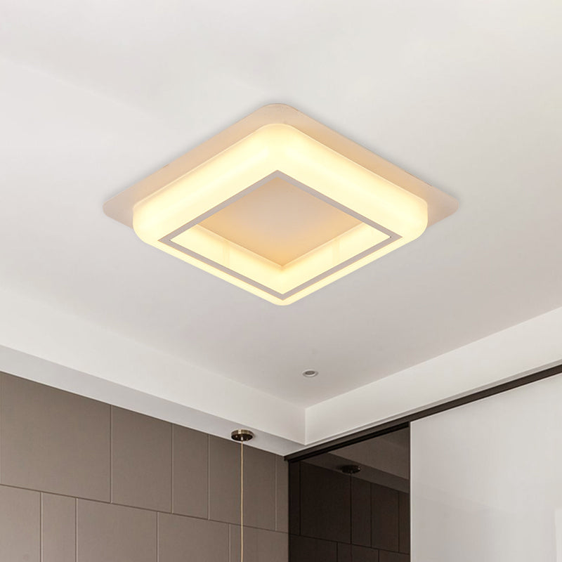 Square Ceiling Flush Mount Contemporary Acrylic Bedroom LED Flush Light Fixture in White/Black/Grey Clearhalo 'Ceiling Lights' 'Close To Ceiling Lights' 'Close to ceiling' 'Flush mount' Lighting' 983112