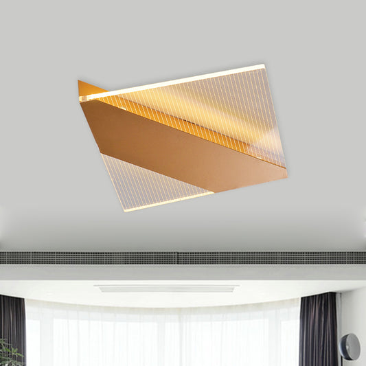 Geometric Ceiling Lamp Modern Acrylic LED Black/White/Gold Flush Mount for Bedroom , White/Warm Light Gold Clearhalo 'Ceiling Lights' 'Close To Ceiling Lights' 'Close to ceiling' 'Flush mount' Lighting' 983127