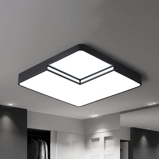 White/Black Square Flush Mount Lighting Modern LED Acrylic Ceiling Light Fixture in White/Warm Light, 16.5"/20.5" W Black Clearhalo 'Ceiling Lights' 'Close To Ceiling Lights' 'Close to ceiling' 'Flush mount' Lighting' 983144