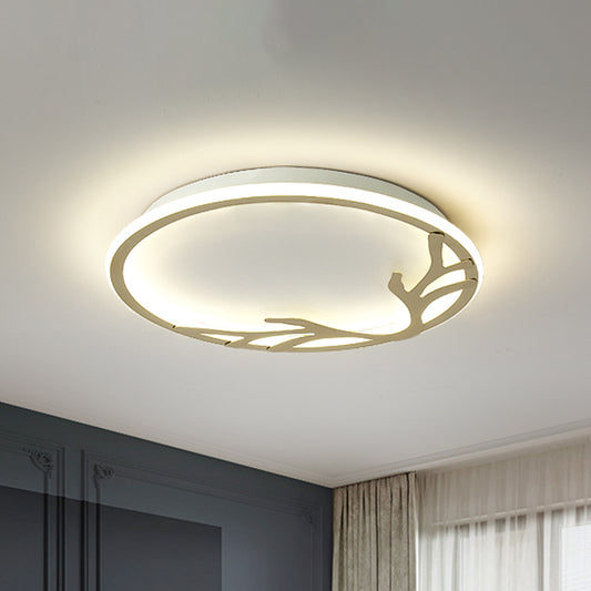 Circle Ceiling Mounted Light Nordic Metal LED Gold Flush Mount Lamp with Antler Decoration Gold Clearhalo 'Ceiling Lights' 'Close To Ceiling Lights' 'Close to ceiling' 'Flush mount' Lighting' 983157