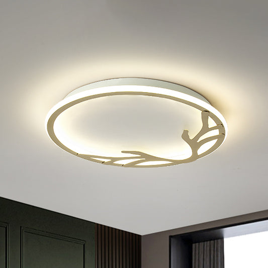 Circle Ceiling Mounted Light Nordic Metal LED Gold Flush Mount Lamp with Antler Decoration Clearhalo 'Ceiling Lights' 'Close To Ceiling Lights' 'Close to ceiling' 'Flush mount' Lighting' 983158