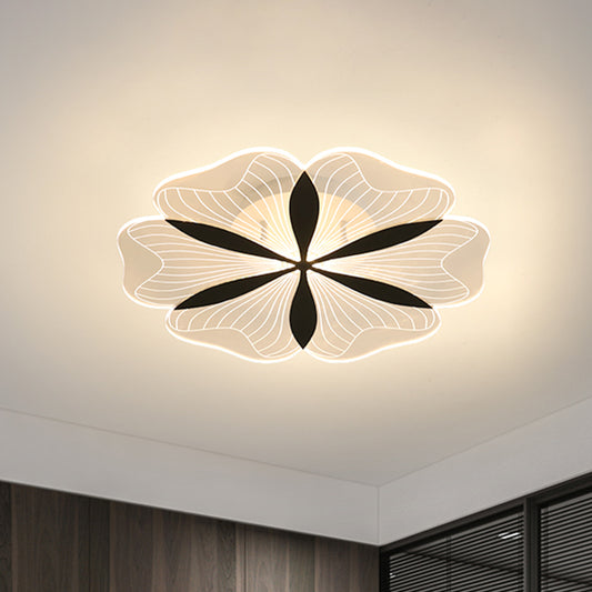 Black Floral Shaped Flush Mount Minimal Metal LED Ceiling Light Fixture in White/Warm Light for Bedroom Clearhalo 'Ceiling Lights' 'Close To Ceiling Lights' 'Close to ceiling' 'Flush mount' Lighting' 983186