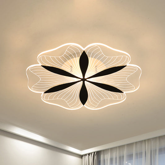 Black Floral Shaped Flush Mount Minimal Metal LED Ceiling Light Fixture in White/Warm Light for Bedroom Clearhalo 'Ceiling Lights' 'Close To Ceiling Lights' 'Close to ceiling' 'Flush mount' Lighting' 983187