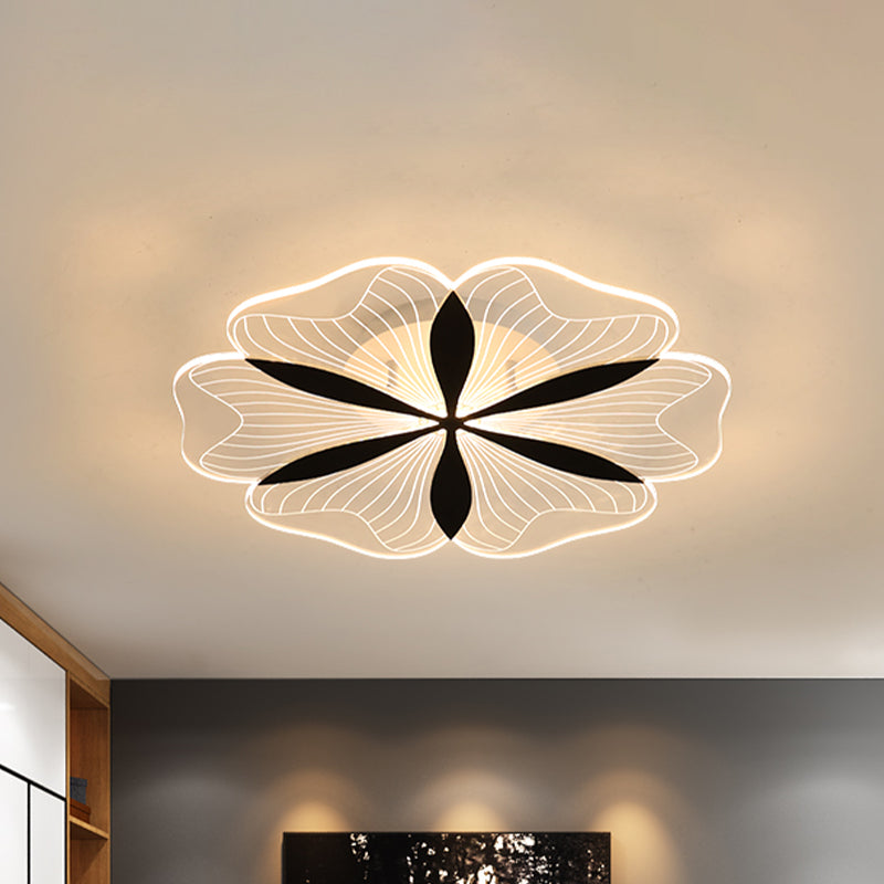 Flower-Like Flush Light Nordic Metal LED Bedroom Ceiling Flush Mount in Black, White/Warm Light Black Clearhalo 'Ceiling Lights' 'Close To Ceiling Lights' 'Close to ceiling' 'Flush mount' Lighting' 983190