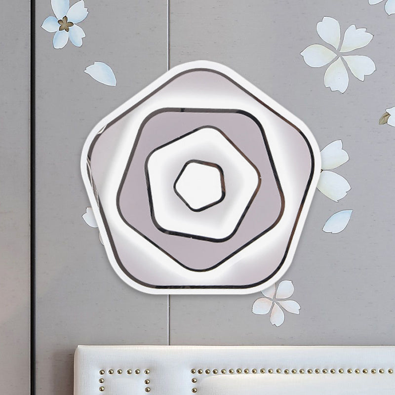 White Round/Pentagon Wall Lighting Idea Nordic LED Acrylic Sconce Light Fixture for Study Room, White/Warm Light White Pentagon Clearhalo 'Cast Iron' 'Glass' 'Industrial' 'Modern wall lights' 'Modern' 'Tiffany' 'Traditional wall lights' 'Wall Lamps & Sconces' 'Wall Lights' Lighting' 983195