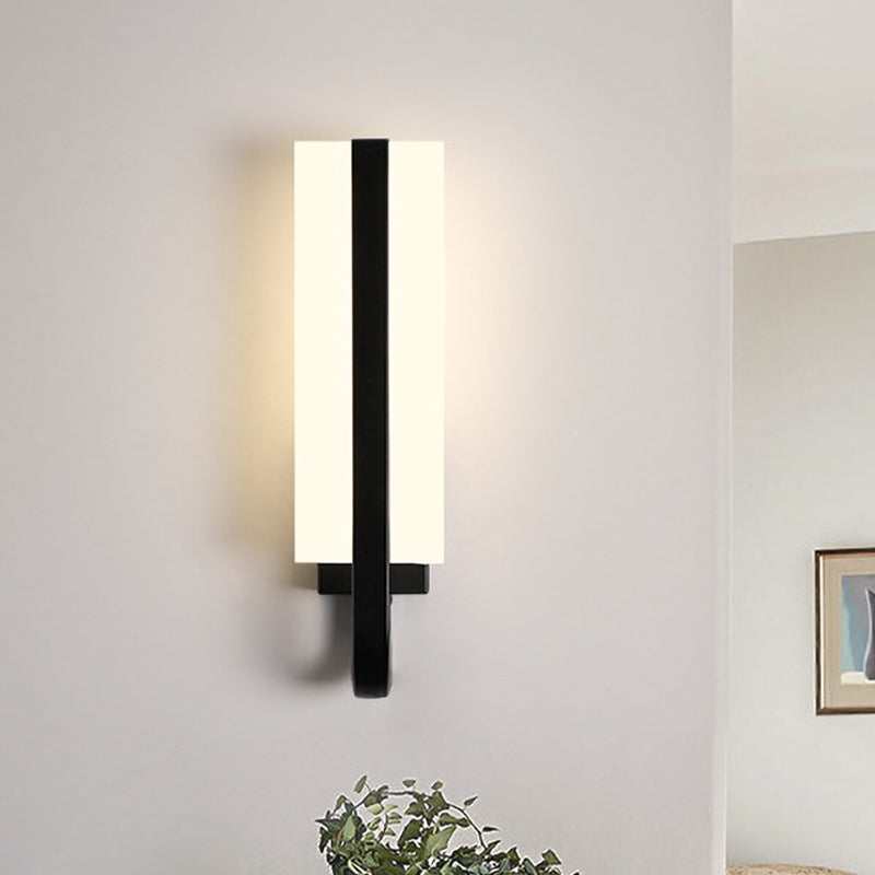 Rectangle Wall Mount Light Minimal Metal LED Black Sconce Lighting Fixture for Living Room, White/Warm Light Black Clearhalo 'Cast Iron' 'Glass' 'Industrial' 'Modern wall lights' 'Modern' 'Tiffany' 'Traditional wall lights' 'Wall Lamps & Sconces' 'Wall Lights' Lighting' 983203