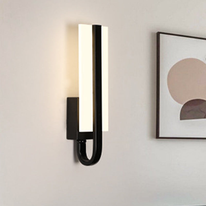 Rectangle Wall Mount Light Minimal Metal LED Black Sconce Lighting Fixture for Living Room, White/Warm Light Clearhalo 'Cast Iron' 'Glass' 'Industrial' 'Modern wall lights' 'Modern' 'Tiffany' 'Traditional wall lights' 'Wall Lamps & Sconces' 'Wall Lights' Lighting' 983204