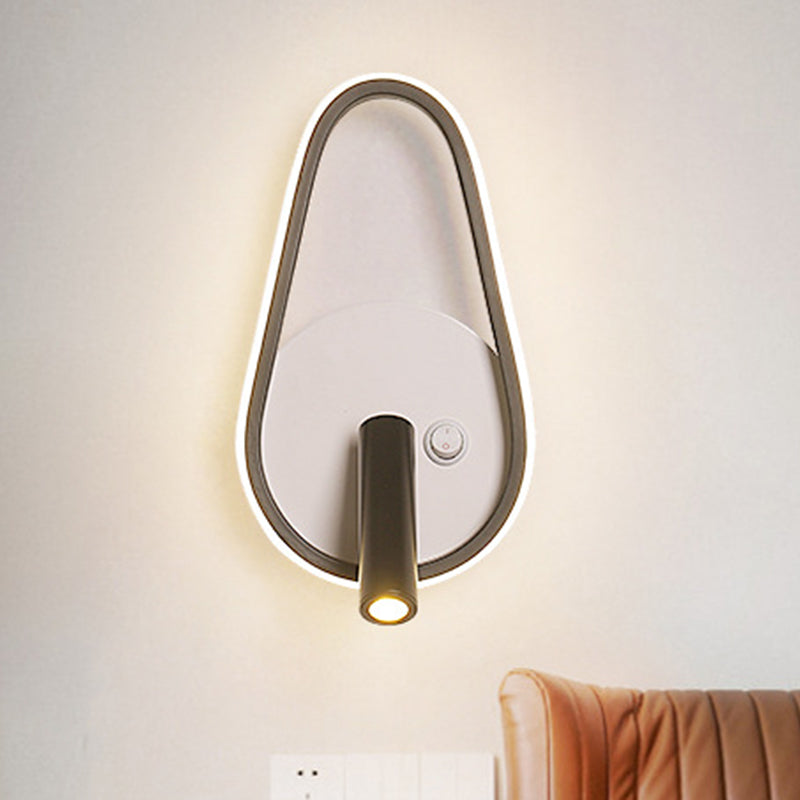 Contemporary Circle/Square/Ellipse Sconce Metal LED Bedside Wall Lighting in Black, White/Warm Light Clearhalo 'Cast Iron' 'Glass' 'Industrial' 'Modern wall lights' 'Modern' 'Tiffany' 'Traditional wall lights' 'Wall Lamps & Sconces' 'Wall Lights' Lighting' 983213