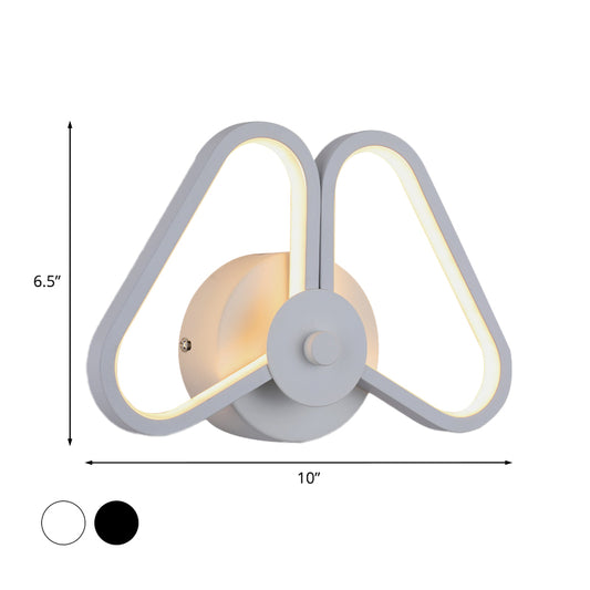 Metal Double Triangles Scone Light Simplicity White/Black LED Wall Lighting Idea in White/Warm Light Clearhalo 'Cast Iron' 'Glass' 'Industrial' 'Modern wall lights' 'Modern' 'Tiffany' 'Traditional wall lights' 'Wall Lamps & Sconces' 'Wall Lights' Lighting' 983224
