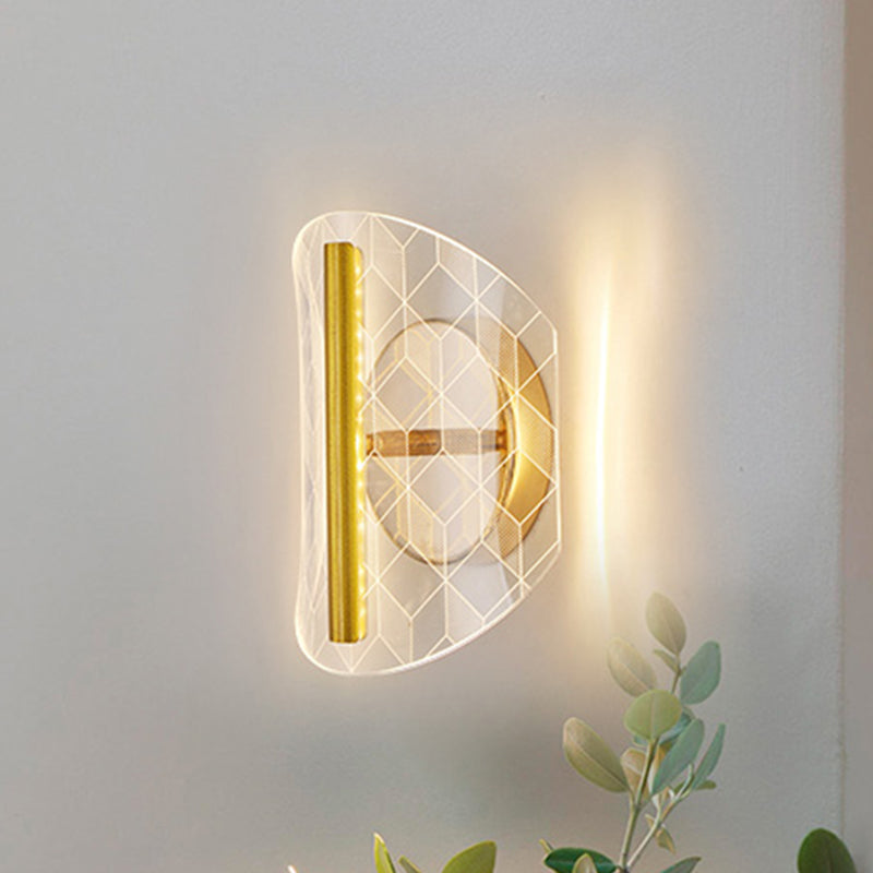 Metallic Geometric Sconce Light Fixture Minimal LED Gold Wall Lighting Idea in White/Warm Light for Living Room Gold C Clearhalo 'Cast Iron' 'Glass' 'Industrial' 'Modern wall lights' 'Modern' 'Tiffany' 'Traditional wall lights' 'Wall Lamps & Sconces' 'Wall Lights' Lighting' 983279