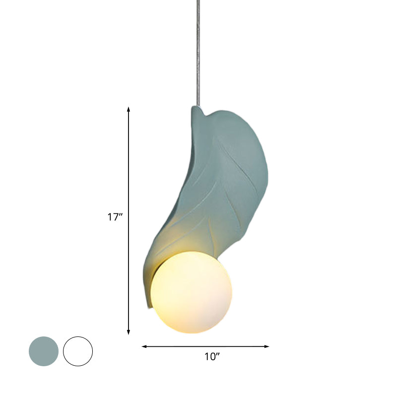 Leaf Shape Pendulum Light Macaroon Resin White/Green LED Suspension Lamp in White/Warm Light for Bedside Clearhalo 'Ceiling Lights' 'Modern Pendants' 'Modern' 'Pendant Lights' 'Pendants' Lighting' 983300