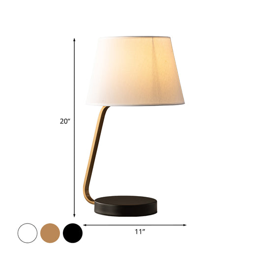 Nordic Urn-Like Reading Light Metal 1 Head Bedroom Nightstand Lamp with Fabric Shade in Black/White/Flaxen Clearhalo 'Lamps' 'Table Lamps' Lighting' 983324