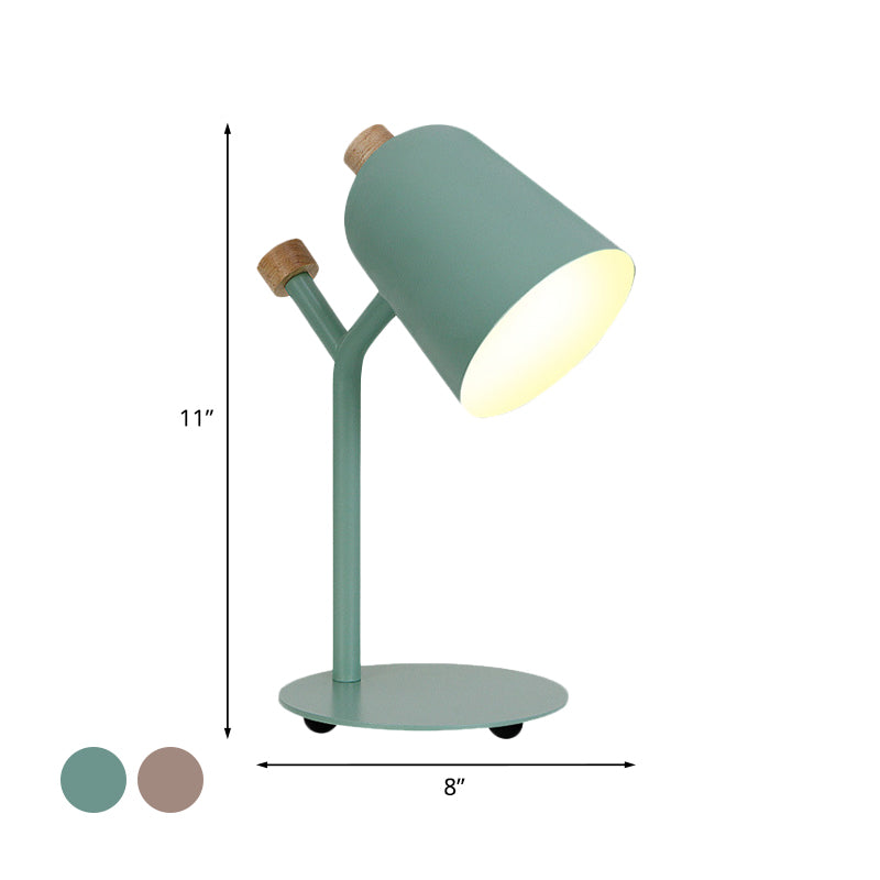 Green/Light Pink Trumpet-Like Reading Book Light Macaroon Single Head Metal Table Lamp for Study Room Clearhalo 'Lamps' 'Table Lamps' Lighting' 983340