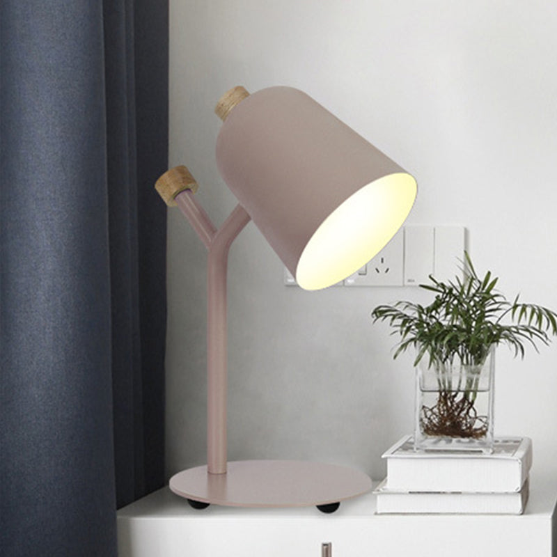 Green/Light Pink Trumpet-Like Reading Book Light Macaroon Single Head Metal Table Lamp for Study Room Clearhalo 'Lamps' 'Table Lamps' Lighting' 983342