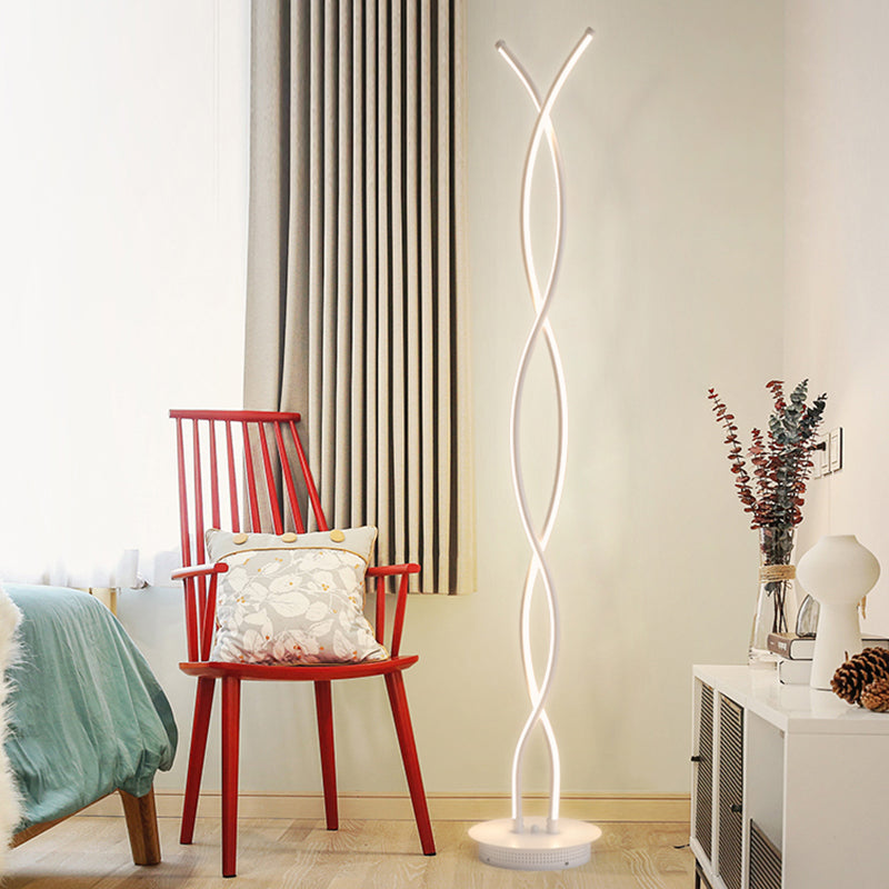 Acrylic Spiral Linear Standing Floor Lighting Simplicity LED White Floor Reading Lamp for Bedroom White B Clearhalo 'Floor Lamps' 'Lamps' Lighting' 983366
