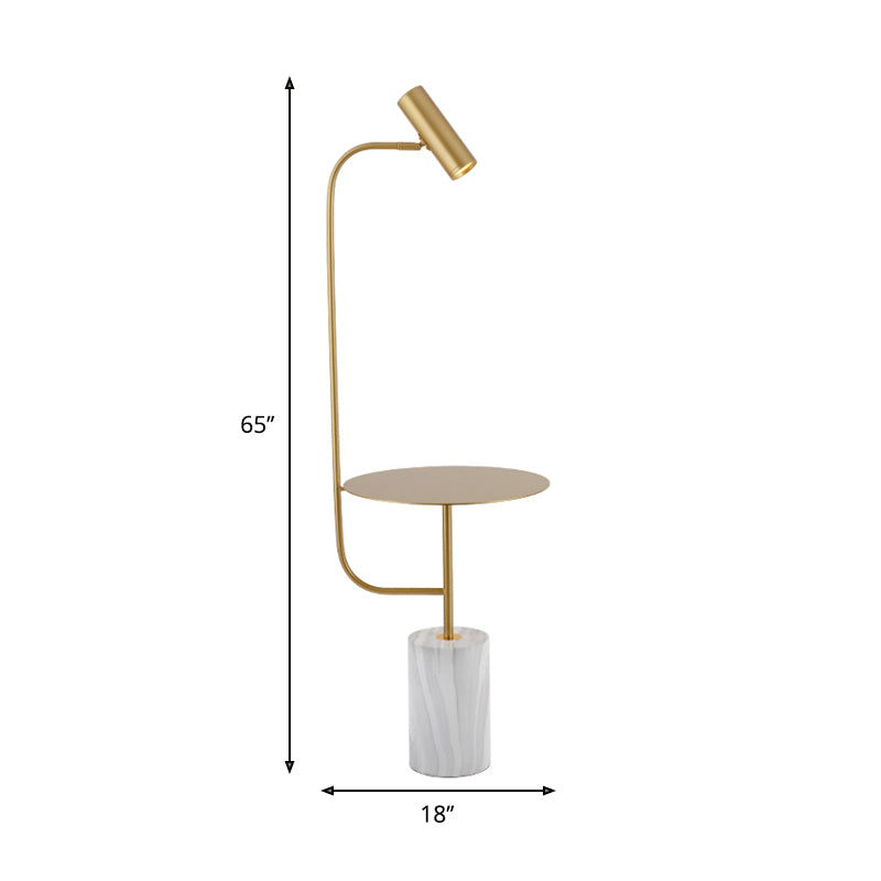Gold Finish Short Tube Stand Up Light Modernism LED Metallic Floor Table Lamp for Drawing Room Clearhalo 'Floor Lamps' 'Lamps' Lighting' 983386