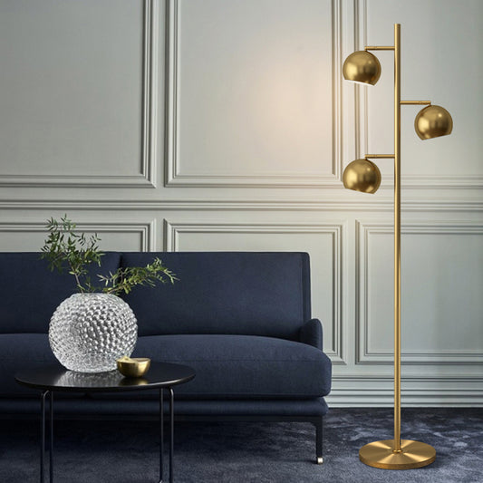 Postmodern Sphere Tree Floor Lighting Metallic 3-Light Drawing Room Stand Up Lamp in Gold Gold Clearhalo 'Floor Lamps' 'Lamps' Lighting' 983411