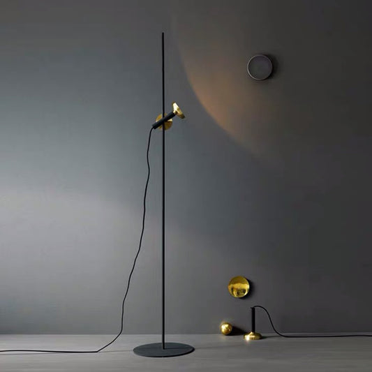 Tube Floor Lighting Post Modern Metal Black and Gold LED Standing Floor Lamp for Living Room Black Clearhalo 'Floor Lamps' 'Lamps' Lighting' 983423