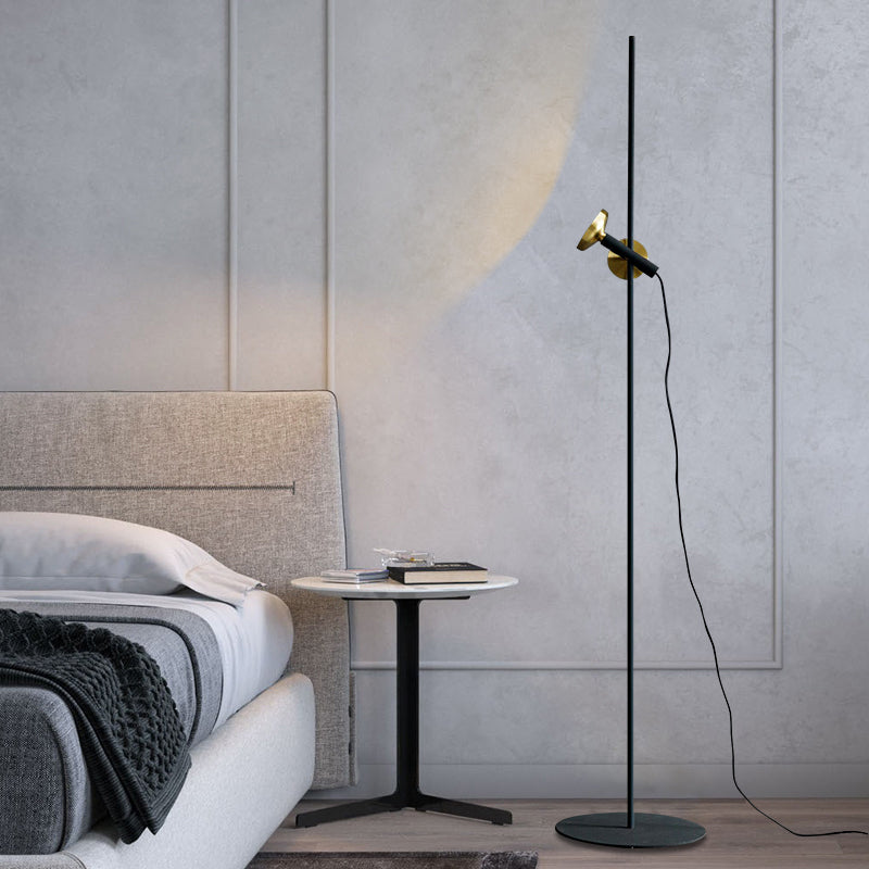 Tube Floor Lighting Post Modern Metal Black and Gold LED Standing Floor Lamp for Living Room Clearhalo 'Floor Lamps' 'Lamps' Lighting' 983424