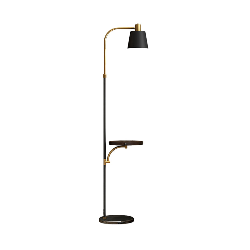 Metallic Barrel Floor Table Light Post Modern Single Black and Gold Finish Standing Floor Lamp Clearhalo 'Floor Lamps' 'Lamps' Lighting' 983429