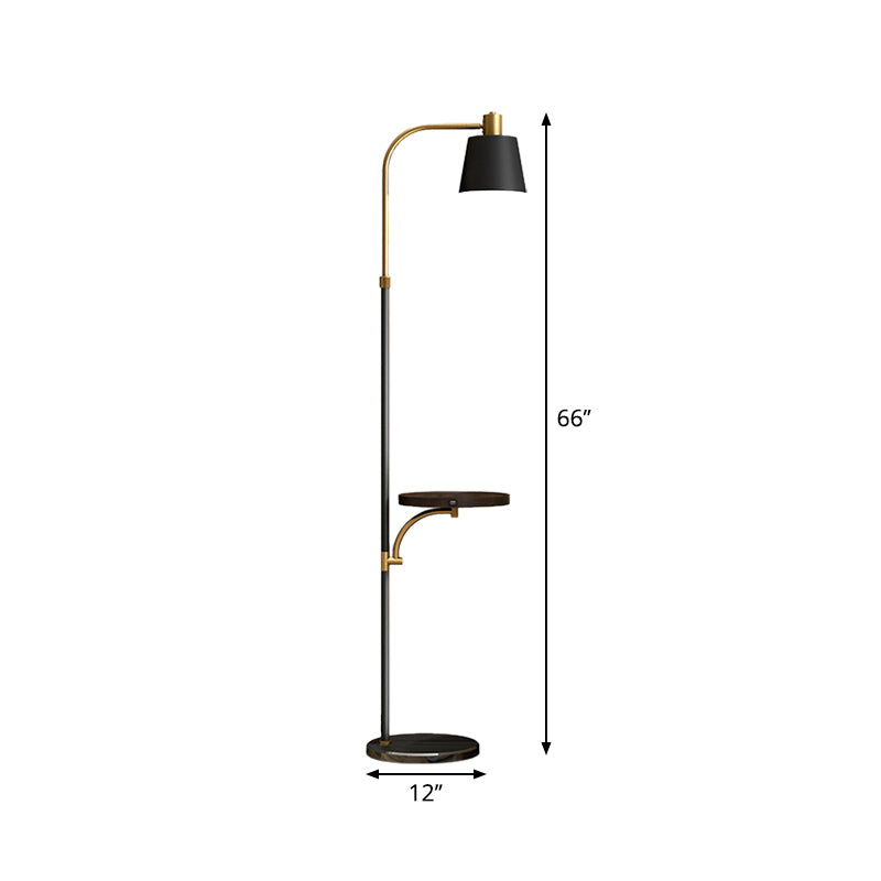 Metallic Barrel Floor Table Light Post Modern Single Black and Gold Finish Standing Floor Lamp Clearhalo 'Floor Lamps' 'Lamps' Lighting' 983430