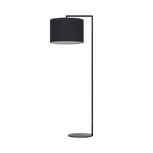 Right Angle Standing Floor Light Simple Metal 1 Head White/Black Fabric Floor Reading Lamp for Living Room Clearhalo 'Floor Lamps' 'Lamps' Lighting' 983441