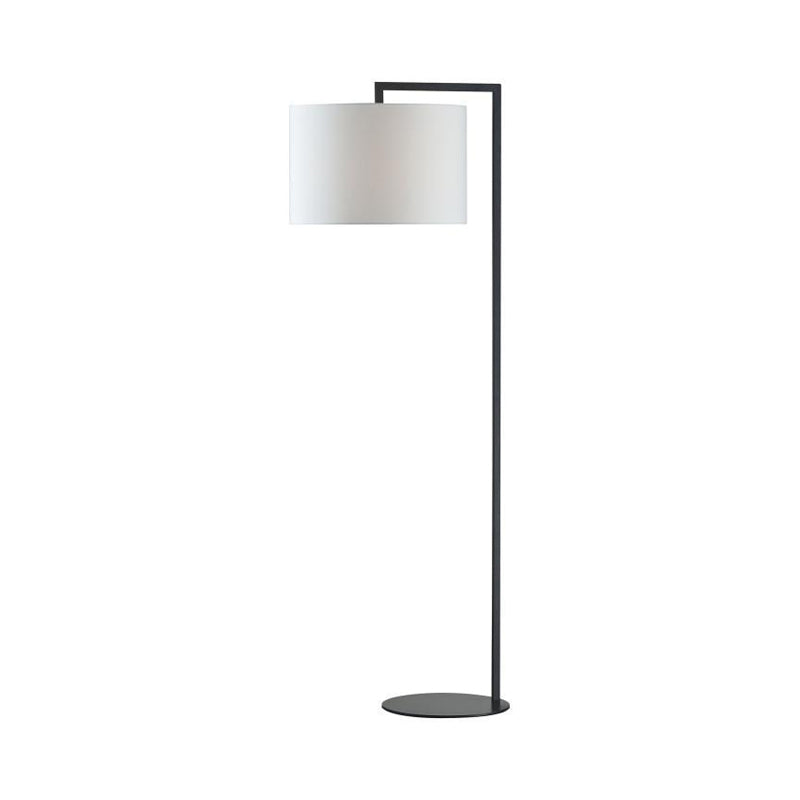 Right Angle Standing Floor Light Simple Metal 1 Head White/Black Fabric Floor Reading Lamp for Living Room Clearhalo 'Floor Lamps' 'Lamps' Lighting' 983446